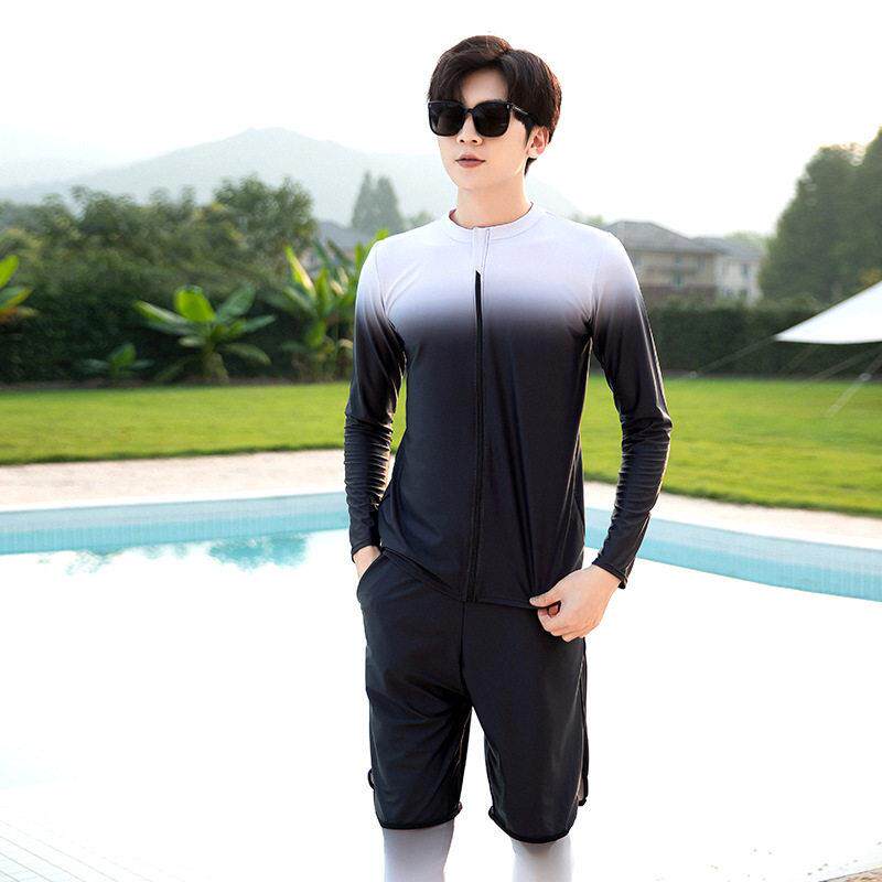 情侣游泳衣韩国新款女潜水服五件套三件套防晒长袖拉链泳装