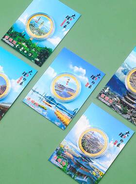 云南文创大理洱海景区创意特色旅游城市纪念币金属旅行冰箱贴磁贴