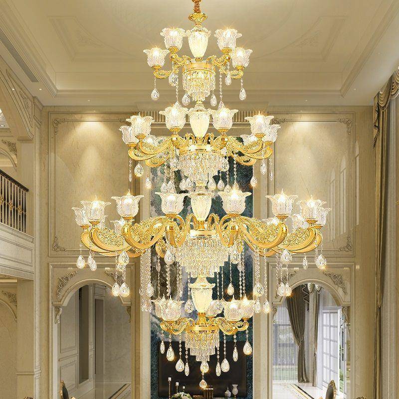 欧式吊灯高端大气水晶客厅吊灯高端别墅大厅酒店大吊灯中山灯具