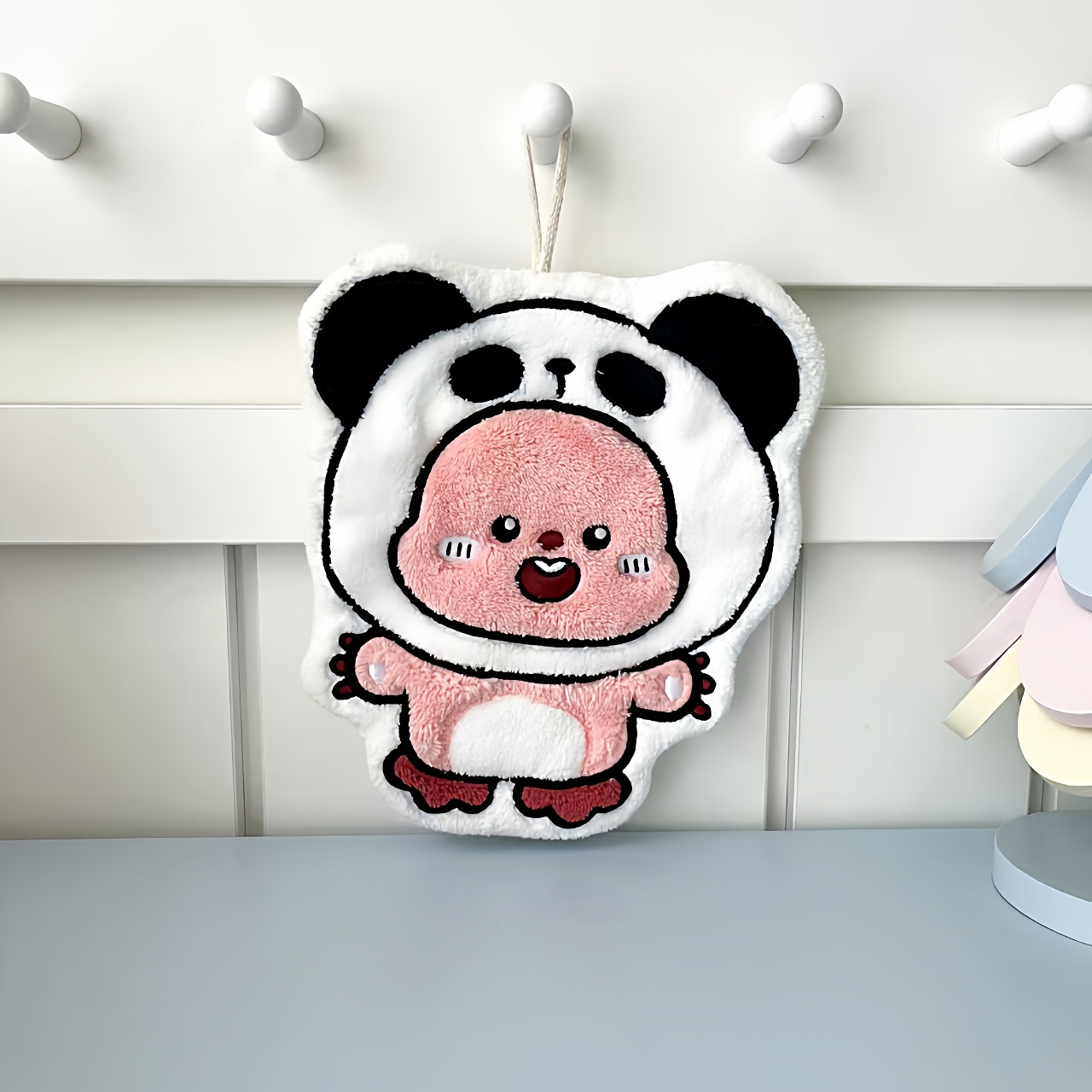 可挂式加厚超强吸水可爱卡通擦手巾珊瑚绒小方巾厨房浴室两用