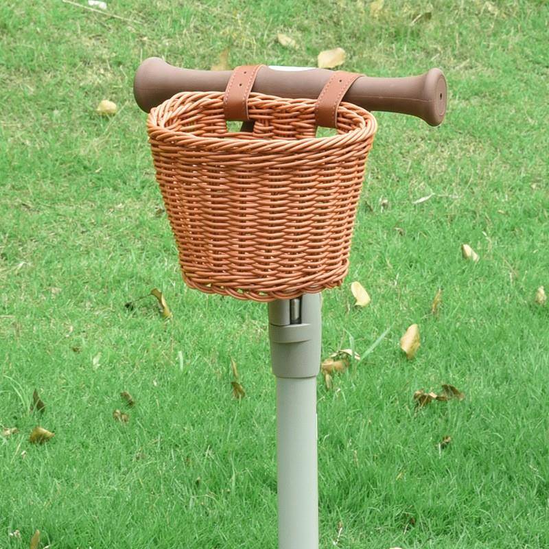 儿童自行车车篮复古编织车筐平衡车滑板车编织前篮筐车篮子配件