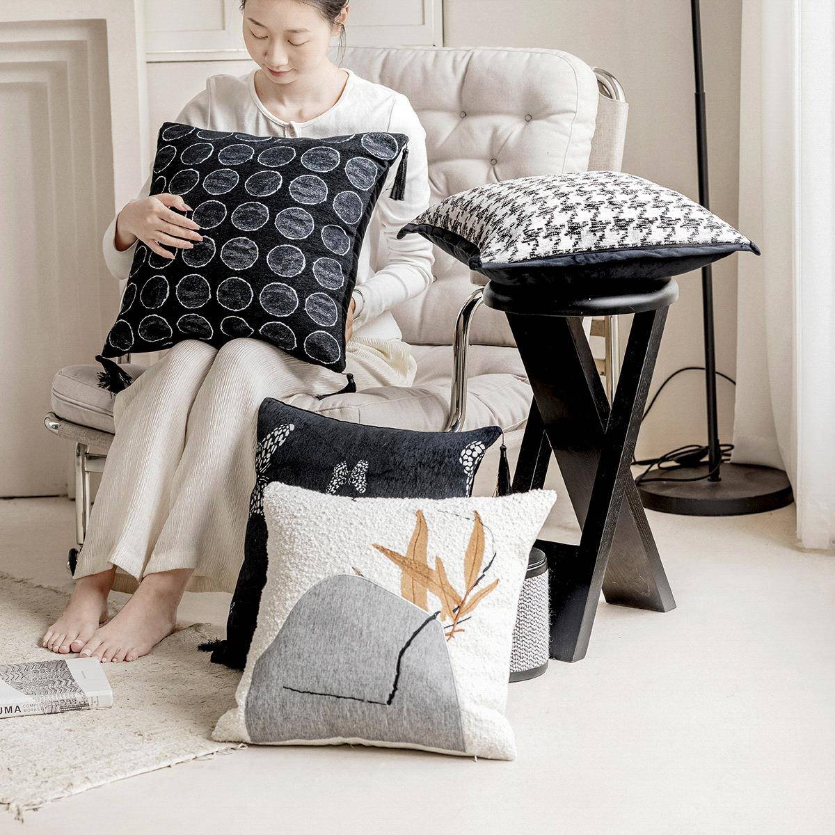 新中式沙发抱枕套ins风现代简约客厅装饰靠枕床头靠垫床上腰靠背