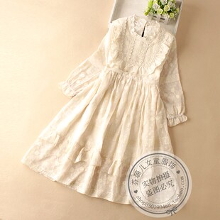 女童蕾丝连衣裙秋装洋气女孩雪纺绣花纱裙儿童早秋公主裙子春秋季