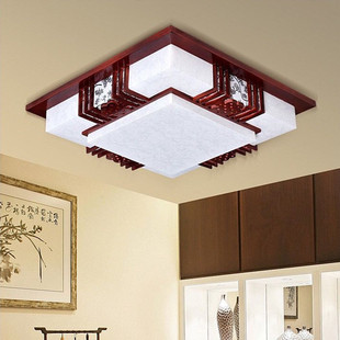 灯饰网红中式实木吸顶灯具卧室过道灯中国风led长方形客厅灯罩