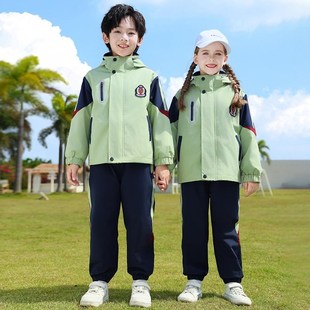 幼儿园园服冲锋衣校服套装加厚儿童运动服班服男女童学院风三件套