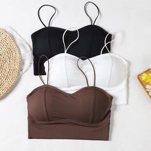 冰丝无痕U型g美背内衣女聚拢加厚胸垫吊带打底背心小胸显大抹胸夏