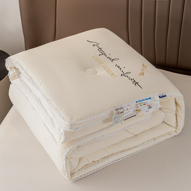 冬被被芯A类抗菌大豆纤维花边刺绣被子春秋被单双人学生酒店棉被4