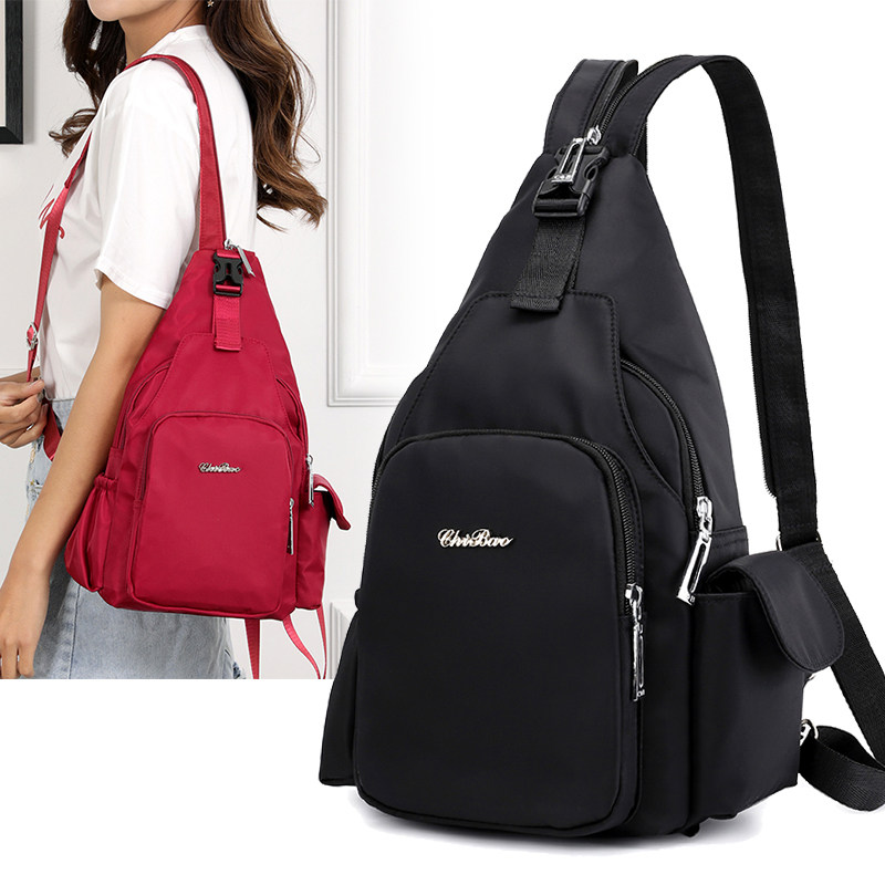 女款双肩包防水多功能2023小揹包帆布轻便斜肩包女牛津布双肩包胸