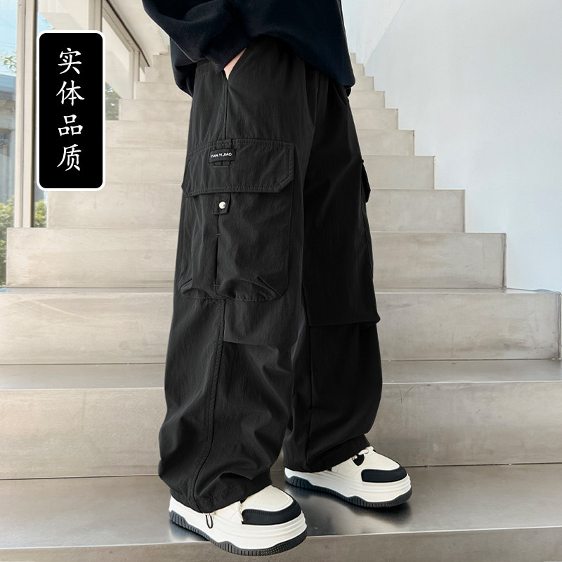 男童春装裤子大童工装裤春秋款2025新款儿童春季阔腿裤男孩长裤潮