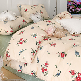 复古小碎花纯棉四件套田园全棉被套少女心1.5m1.S8米床单床笠床品