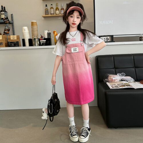 女童连衣裙夏装2024新款洋气儿童夏季背带裙两件套装大童夏天裙子