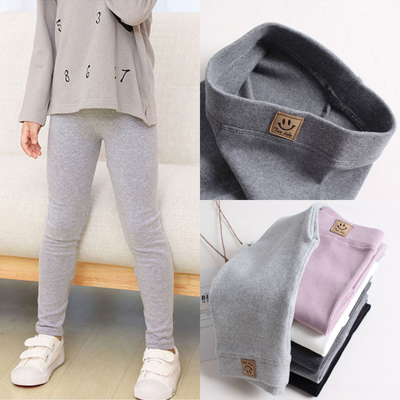 女童中厚纯棉打底裤春秋儿童宝宝紧身裤子白色磨毛加厚不加绒外穿