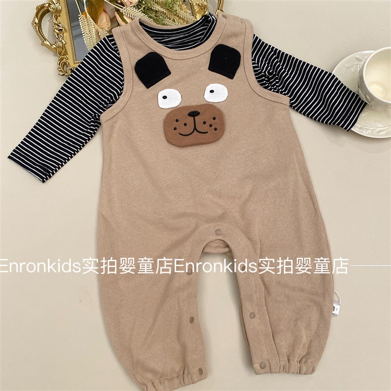 婴儿衣服秋装男宝宝韩系网红洋气秋F季连体衣春秋款背带裤可爱超