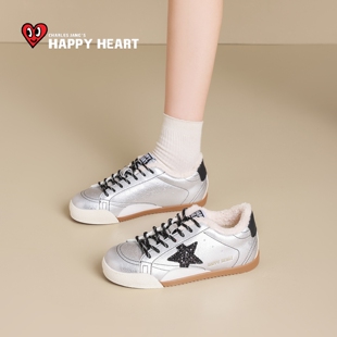 女2025冬季 棉鞋 新款 百搭运动鞋 子 女鞋 查尔斯桃心加绒保暖星星板鞋