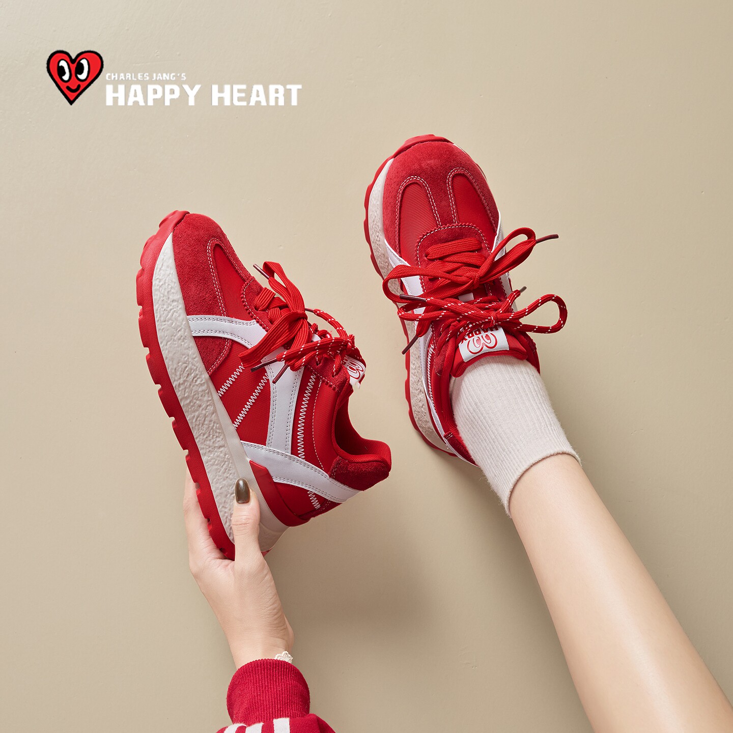 查尔斯桃心老爹鞋厚底增高运动鞋