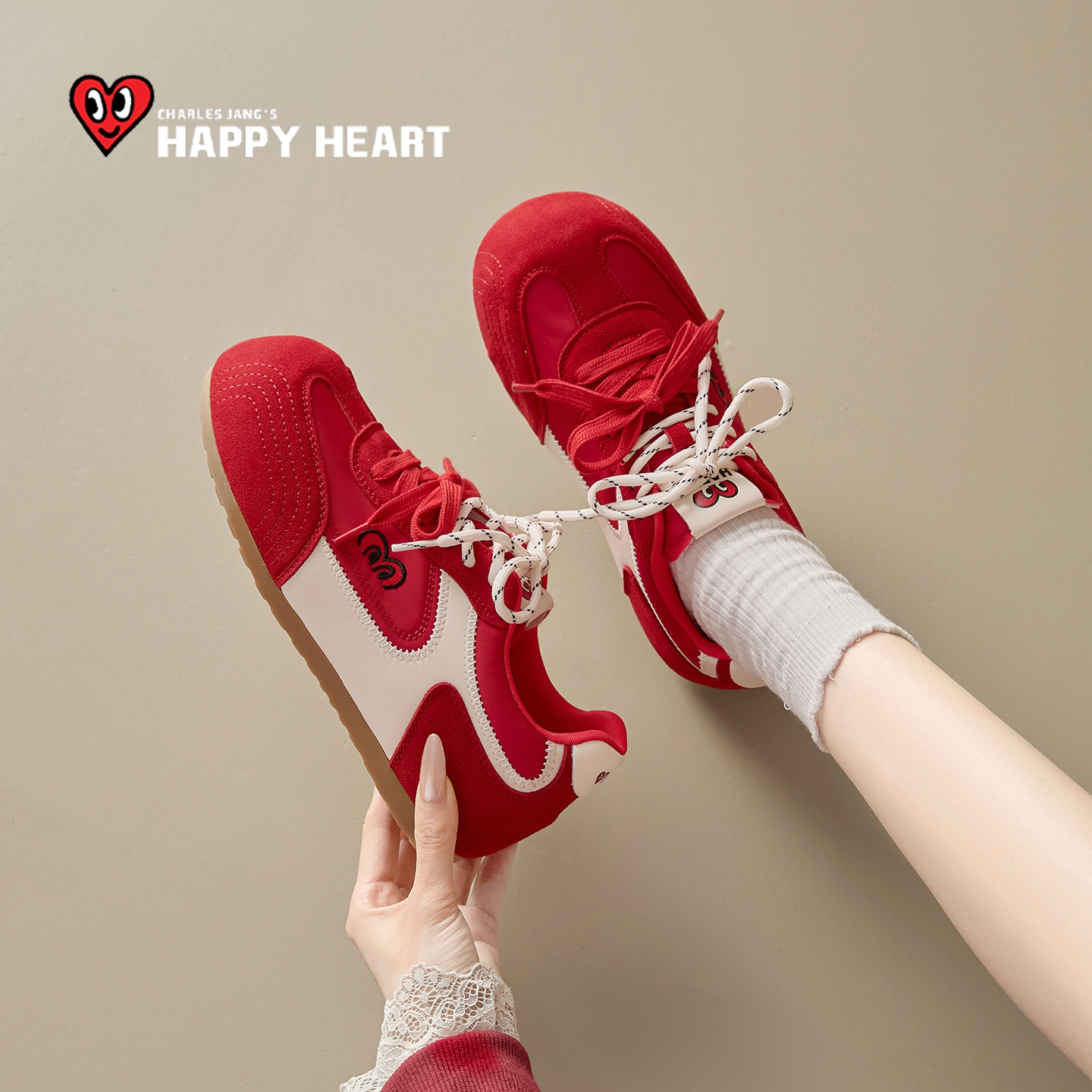 查尔斯桃心德训鞋女运动休闲鞋