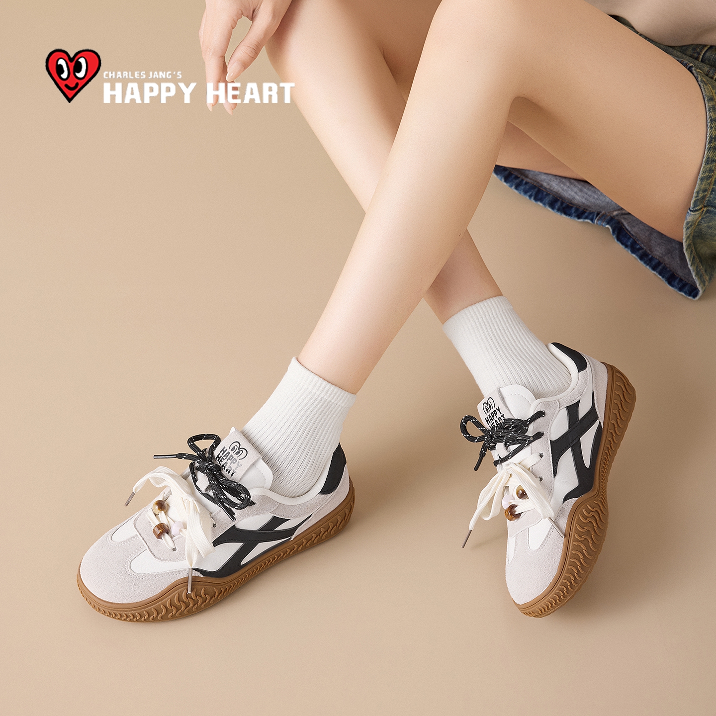 查尔斯桃心德训鞋女休闲阿甘鞋子