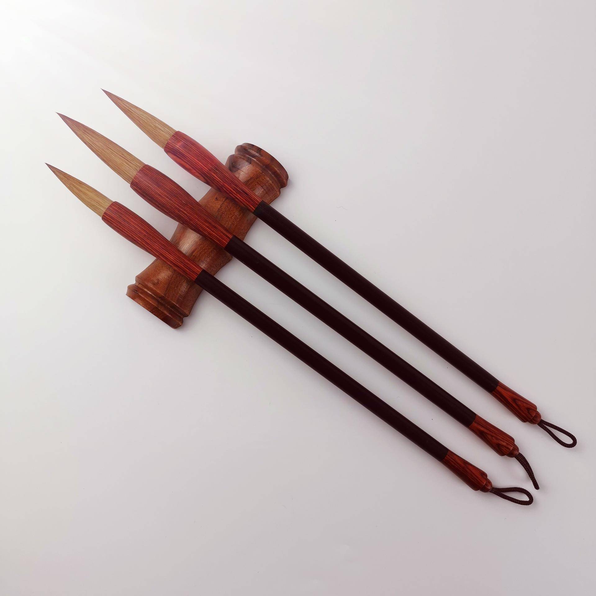 北尾纯狼毫 中楷羊毫 文房四宝水写布笔筒笔架礼品套装毛笔