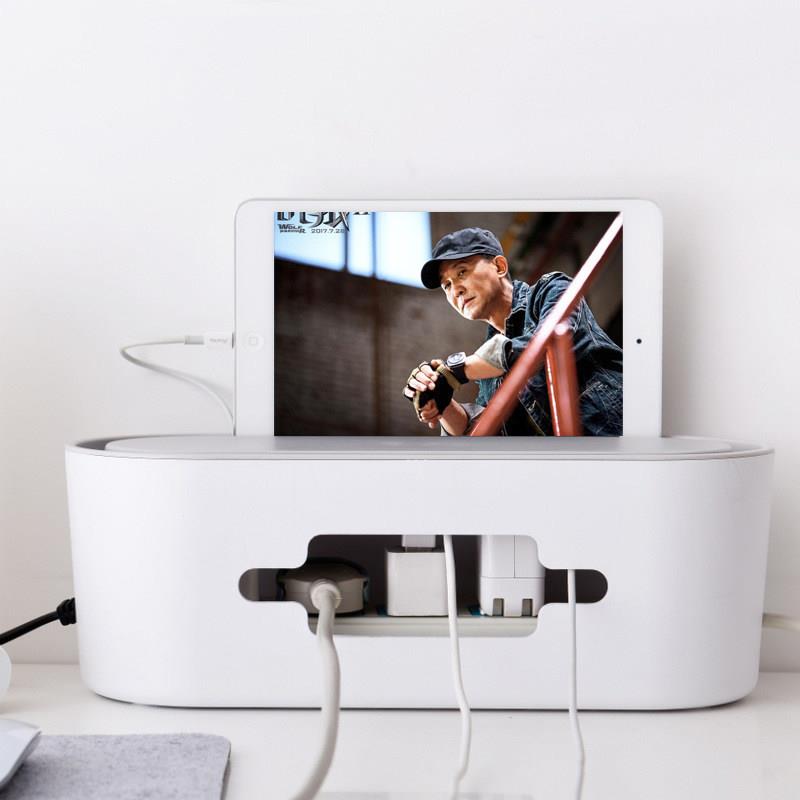 电线整理盒电源插座收纳盒桌面电脑理线盒插排插线板充电器集线盒