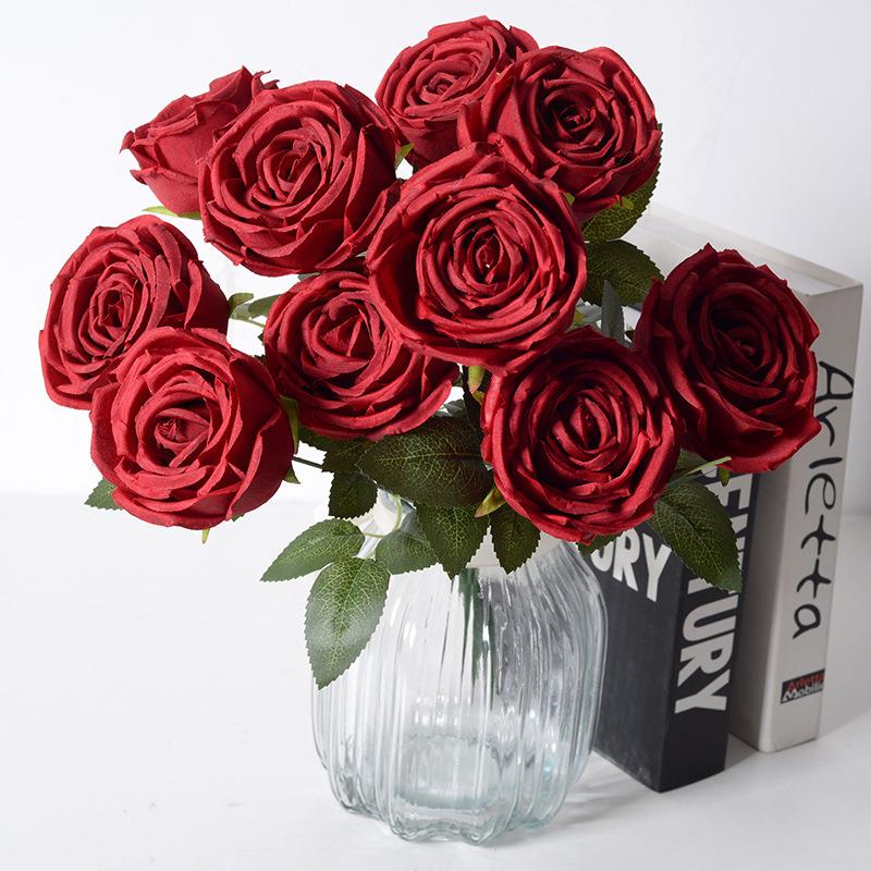 10头皇妃玫瑰花仿真花新娘手捧花 居家婚庆装饰人造花材