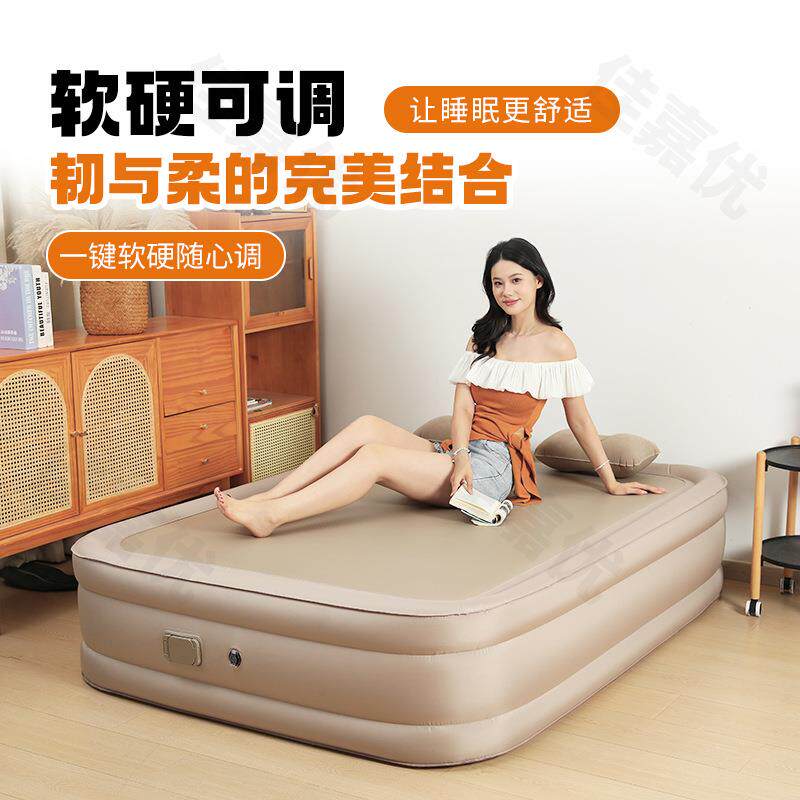 深圳工厂现货帐篷户外床垫打地铺拉丝自动充气双人家用弹丝三人床