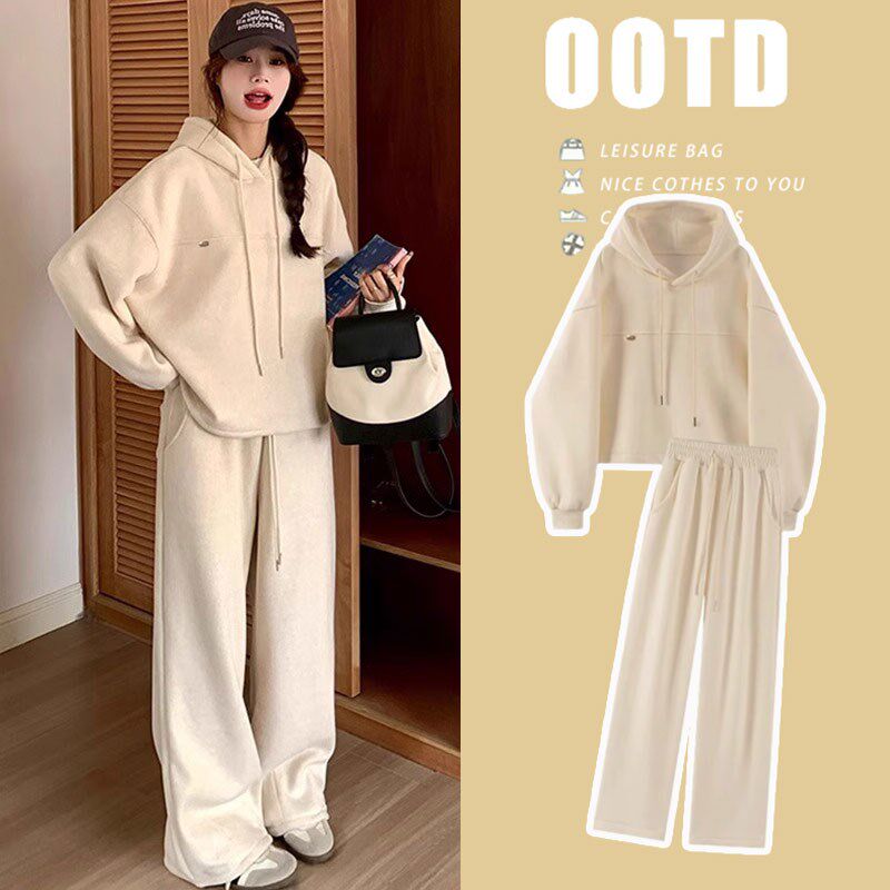 孕妇春装套装时尚慵懒风宽松休闲连帽D长袖卫衣裤子2025新款两件