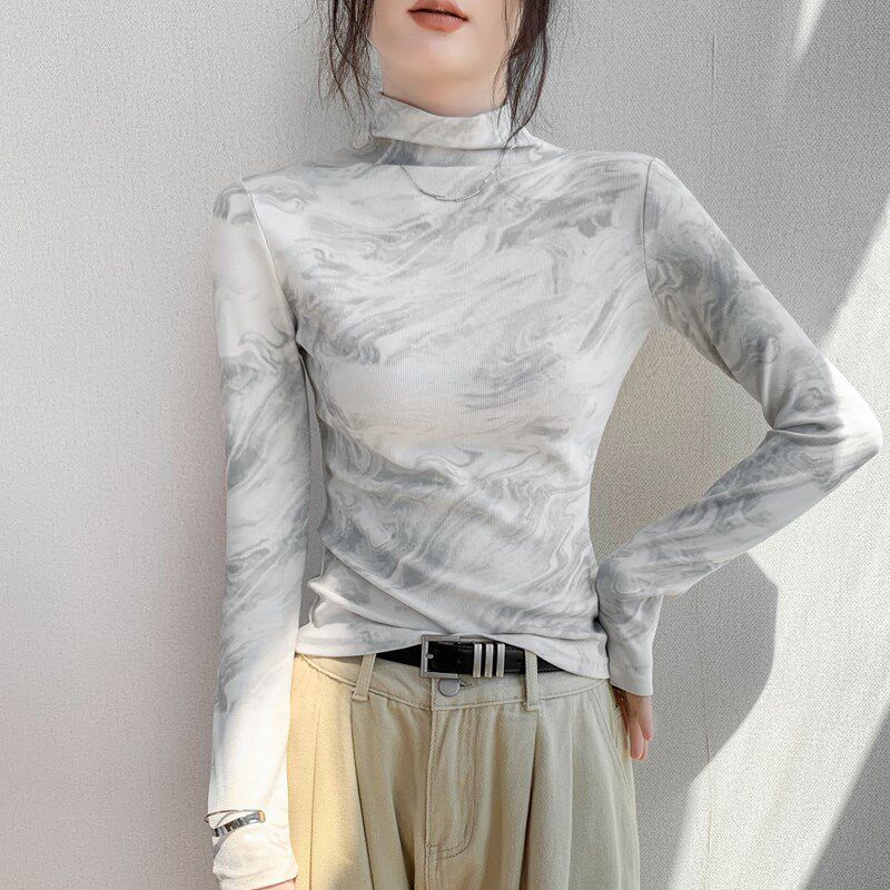半高领内搭打底衫女秋冬新款修身白色长袖T恤独特超好看外穿上衣
