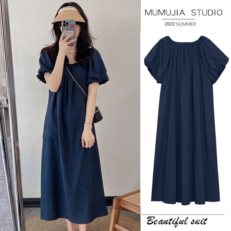 孕妇连衣裙夏装套装时尚款法式气质茶歇裙子宽松遮孕肚孕妇裙夏季