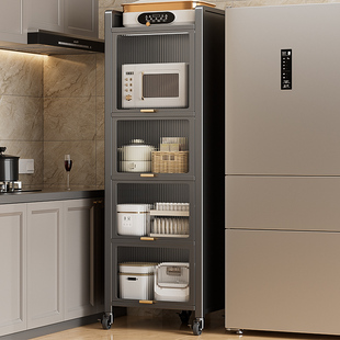 超窄款夹缝收纳柜厨房多功能缝隙置物架落地多层冰箱侧边极窄橱柜