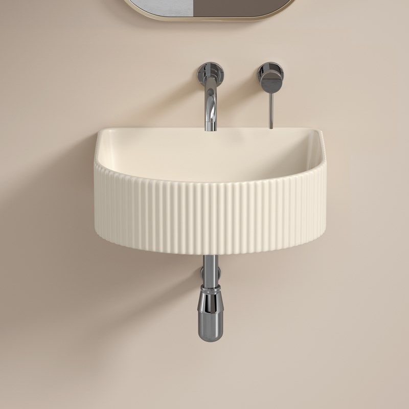 奶油风挂墙式无孔洗手盆阳台小户型陶瓷悬空单台盆迷你壁挂洗脸盆,家装主材,挂墙式洗脸盆,淘宝优惠券,粉丝福利购,淘宝优惠卷