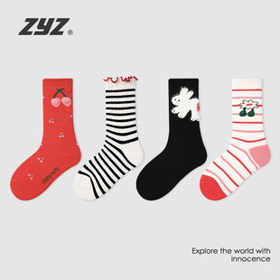 女童袜子春秋款纯棉中筒袜儿童秋冬可爱小兔长袜女孩花边公主袜潮