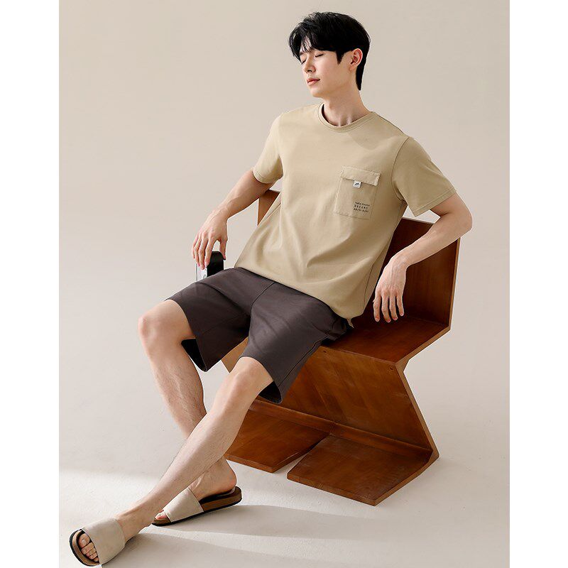 凉感睡衣男士夏季薄款纯棉短袖套头休闲家居服可出门夏天简约套装