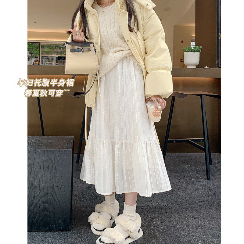 孕妇半身裙春夏秋季2025新款小个子中长款托腹打U底裙时尚外穿裙