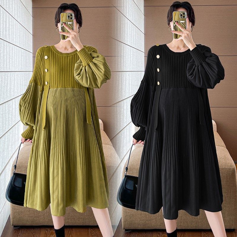 大码孕妇装卫衣j裙秋冬宽松针织连衣裙毛衣女韩版气质遮屁股200斤