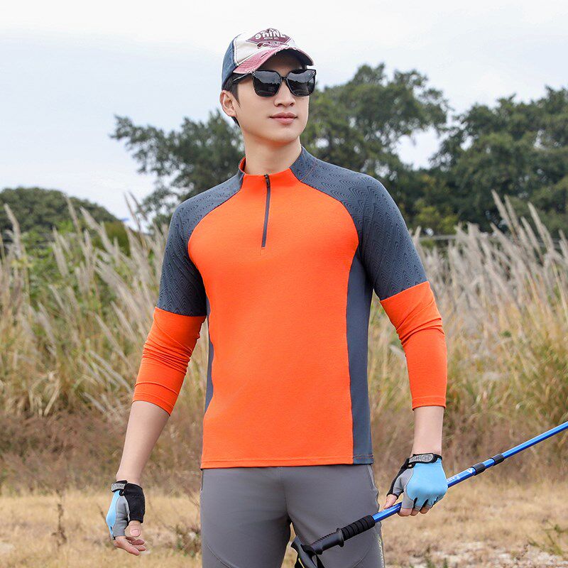 户外登山速干衣男长袖夏季冰丝T恤E跑步运动快干衣爬山徒步骑行服