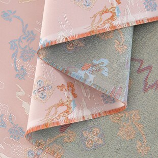 仿宋锦旗袍面料 国分高精锦缎提花面料 新中式时尚Y服装马甲面料