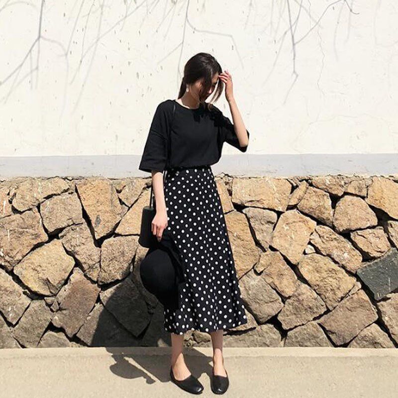 孕妇半身裙夏季薄款托腹裙子女夏天中长裤雪O纺波点A字裙时尚夏装