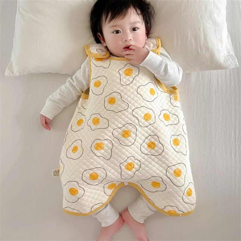 宝宝背心式睡袋防m踢被秋冬四季通用无骨保暖睡袍男童女童