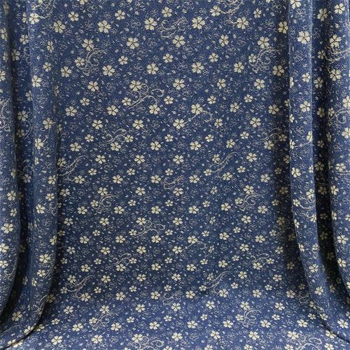 全棉活性蓝靛染色 柿蒂纹提花 已做洗水卫衣夹棉羽绒牛仔服装面料