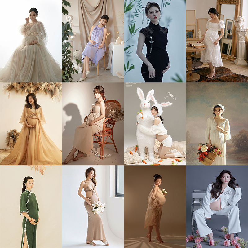 新款影楼孕妇拍i照服装时尚摄影写真艺术照礼服孕妇精致小清新服