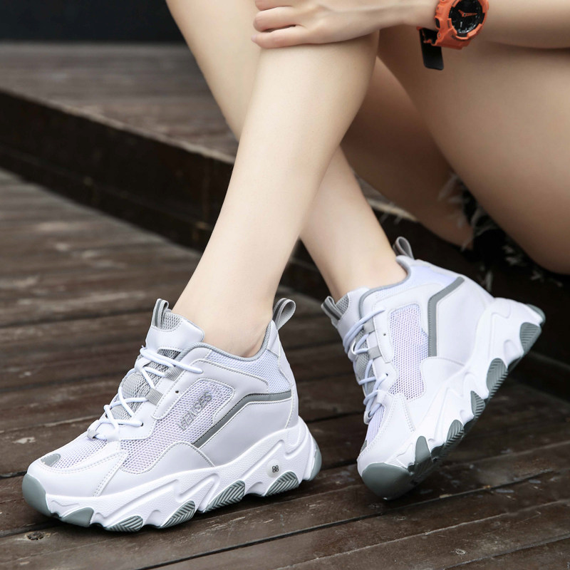 34小码内增高老爹鞋女网面透气小个子妈妈厚底Q增高显瘦运动鞋夏