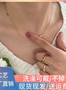 小众设计猪鼻子项链锁骨链简约百搭女士高级感金色豆豆女款2024新