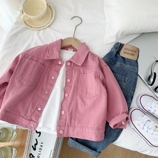 男童秋装外套2024新款女宝宝洋气网红粉色上衣中小童帅气休闲夹克