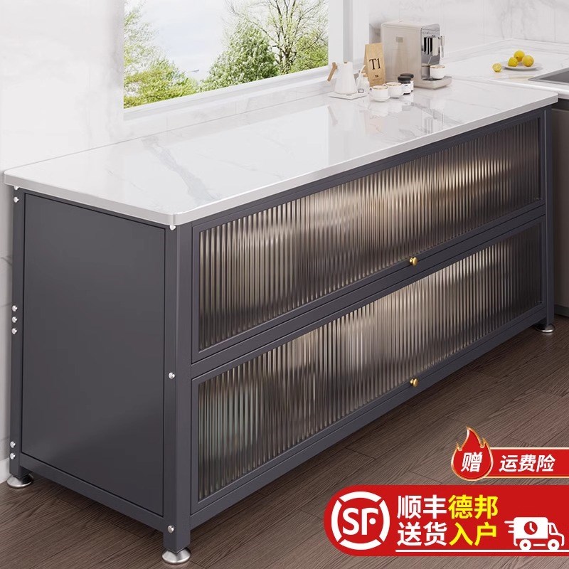 厨房置物架落e地多层收纳柜多功能微波炉烤O箱切菜餐边碗柜储物柜