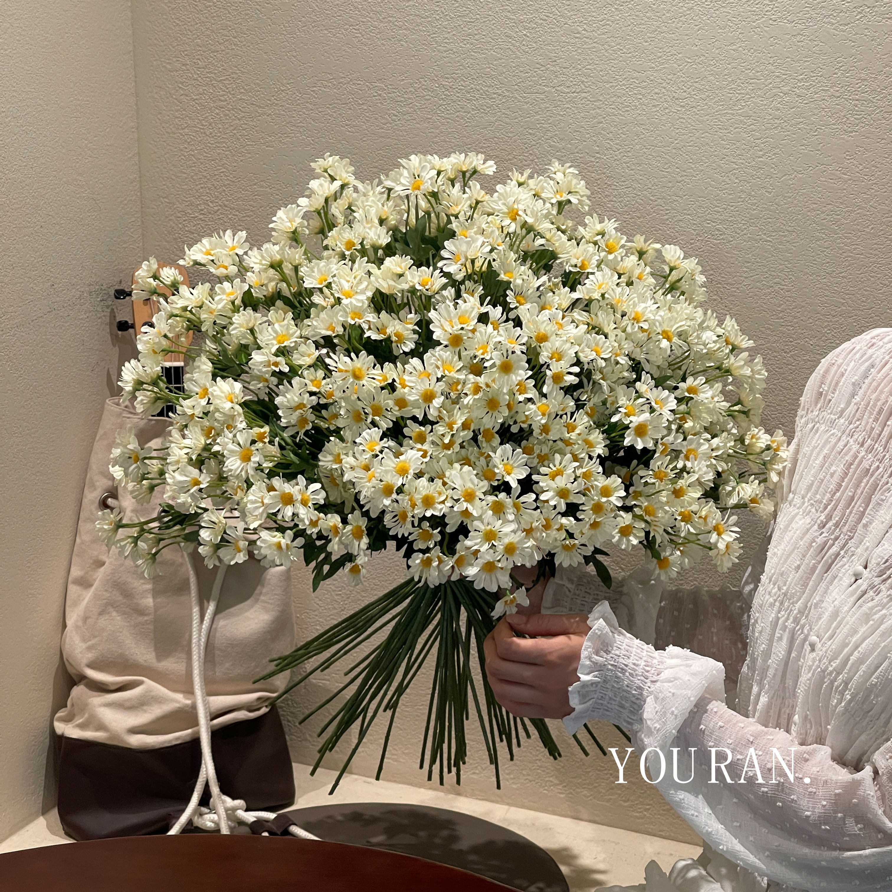 复古ins洋甘菊花束长枝逼真花材