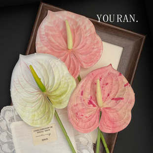 婚礼布置粉掌桃花束仿真花排插花客厅高级感逼真装饰假花摆设造景