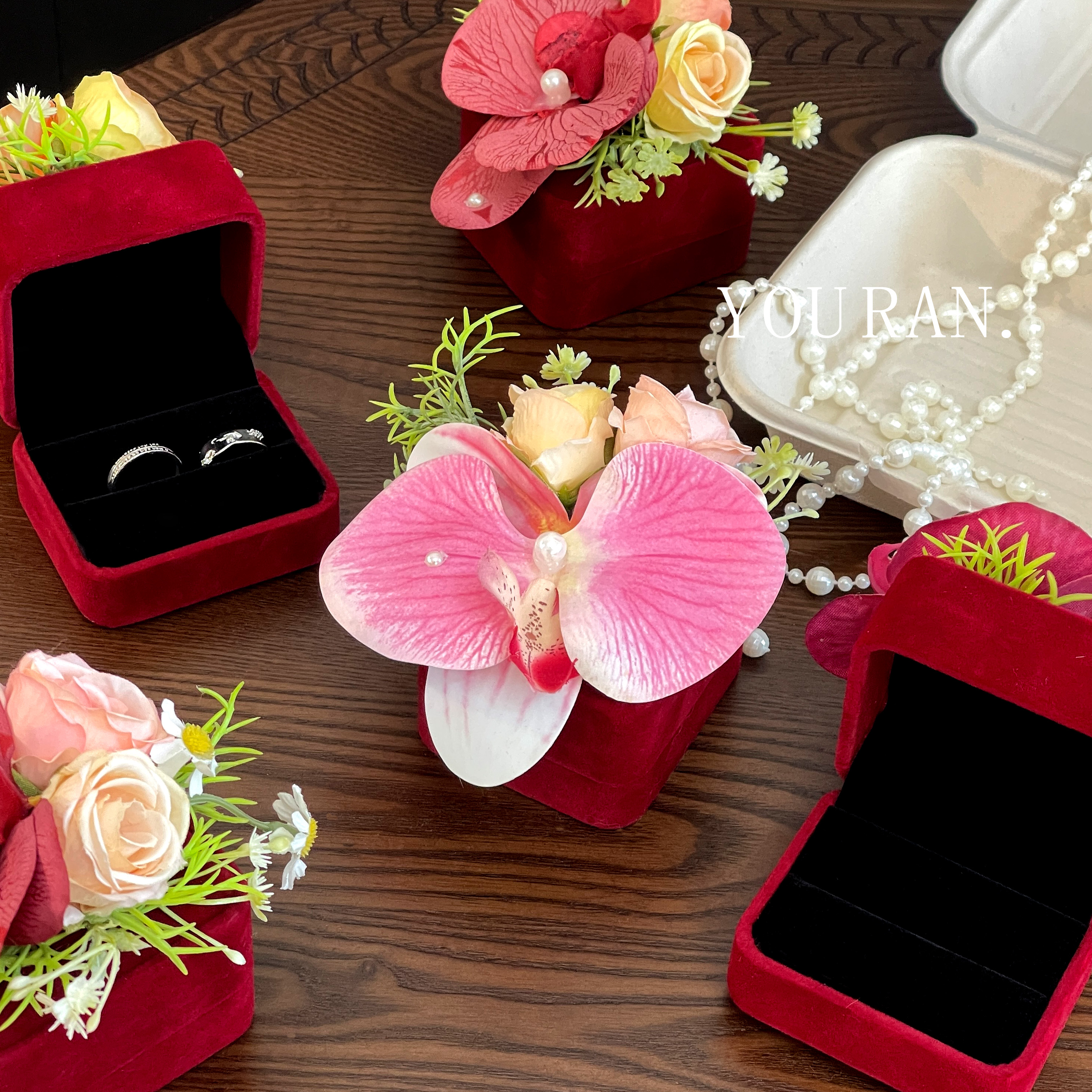 高级结婚戒指盒仿真花婚庆婚礼