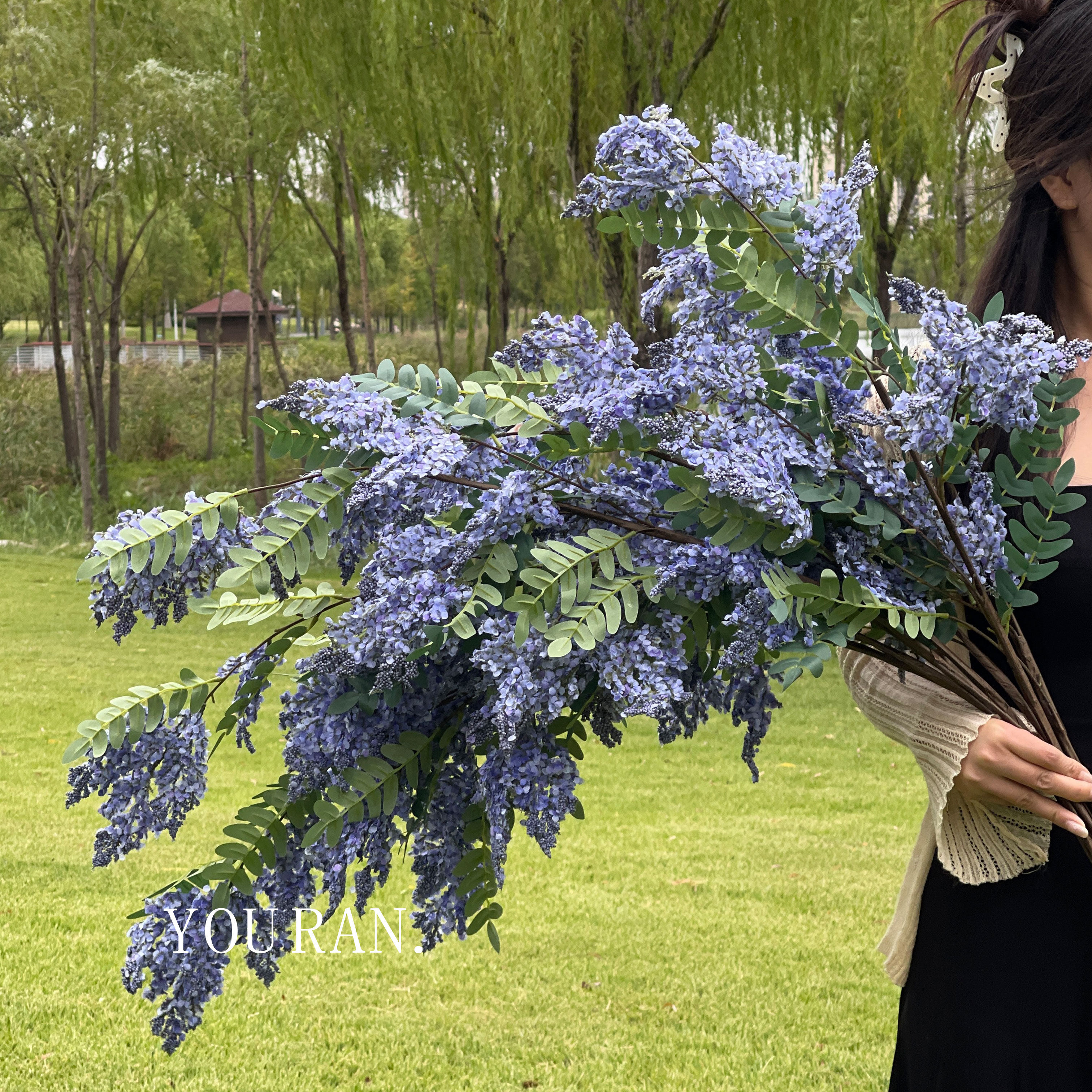 紫色洋槐花轻奢仿真花束摆件