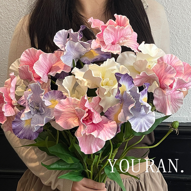 法式安妮鸢尾仿真花束家居装饰