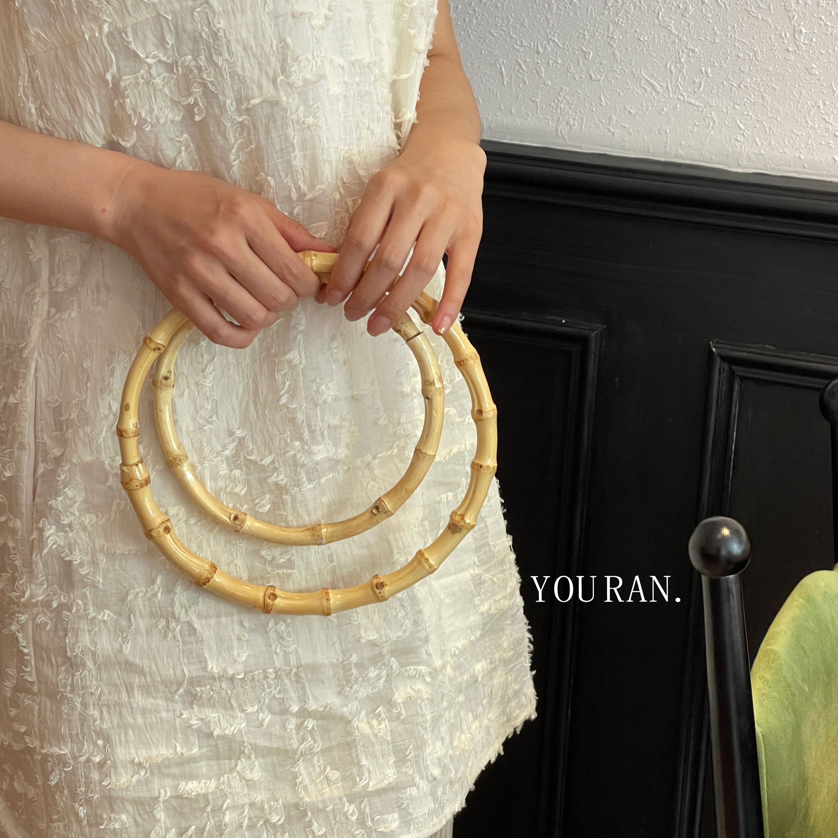 木质竹节圆圈花束装饰挂件